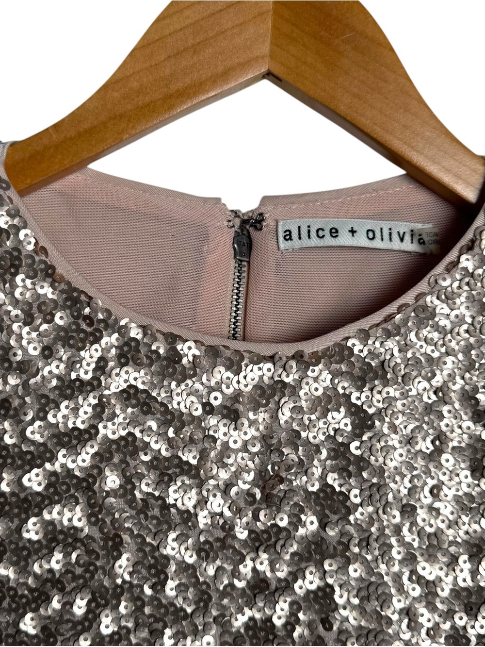 Alice + Olivia Sequin Cropped Top Pencil Midi Skirt Set Size 2 Champagne Gold - Picture 6 of 15